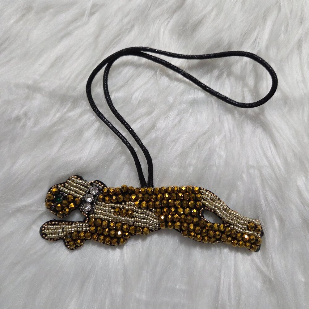 Beaded Leopard Design Bag Charm